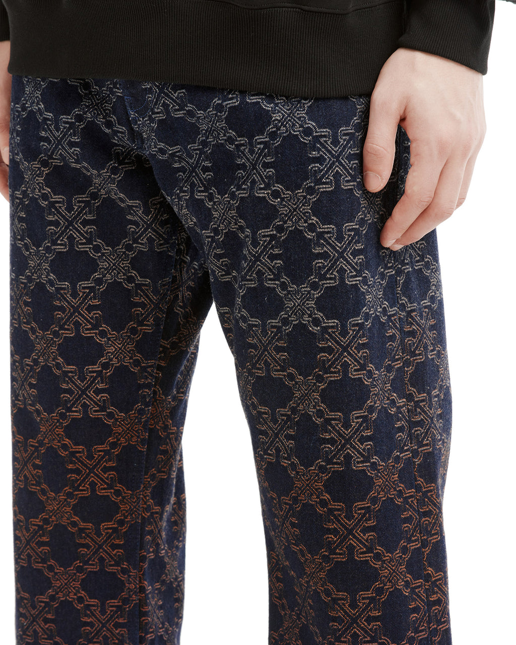 Patterned straight-leg pants