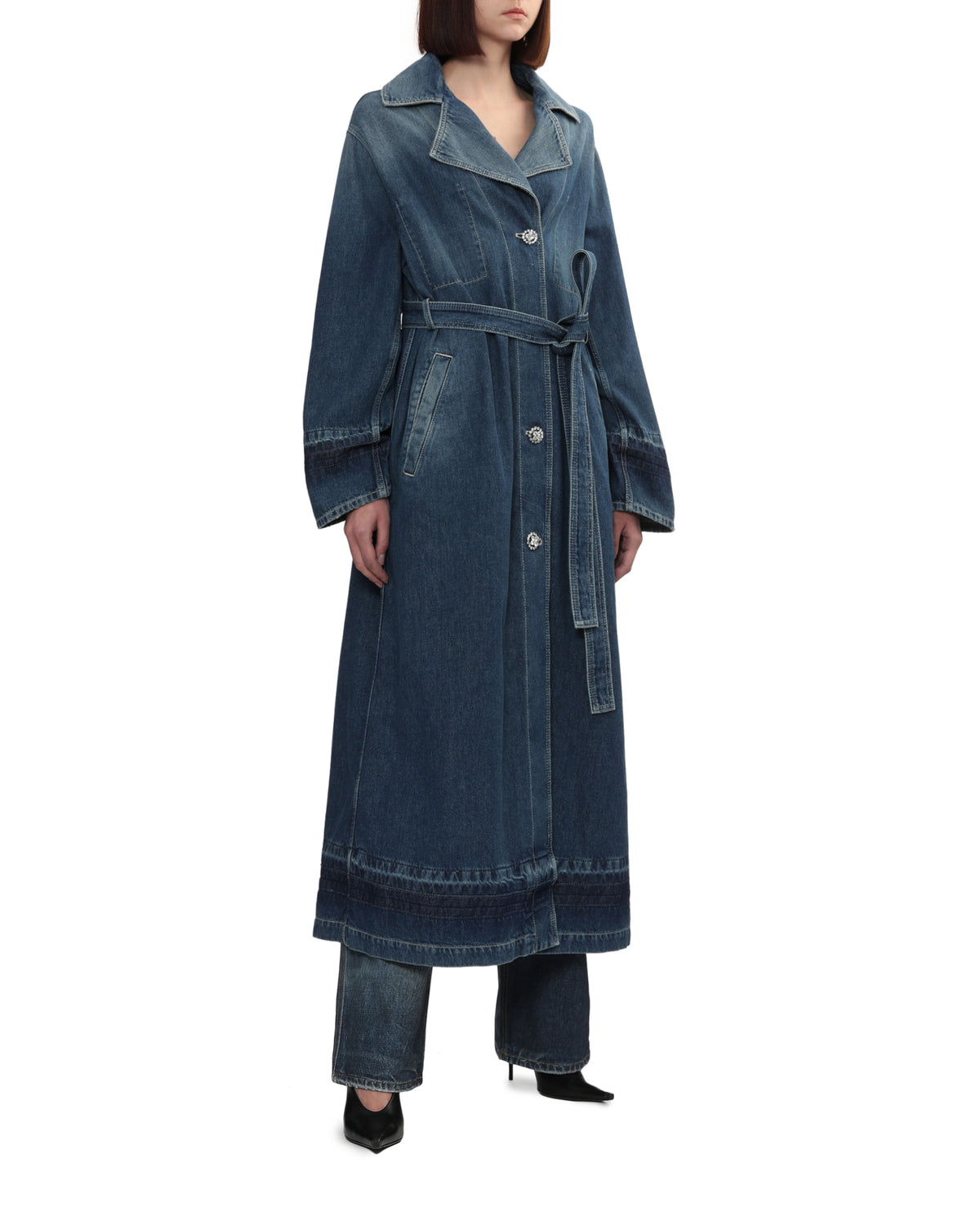 Denim trench coat
