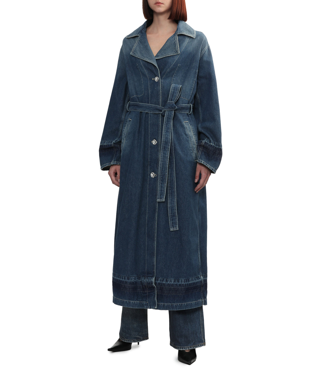 Denim trench coat