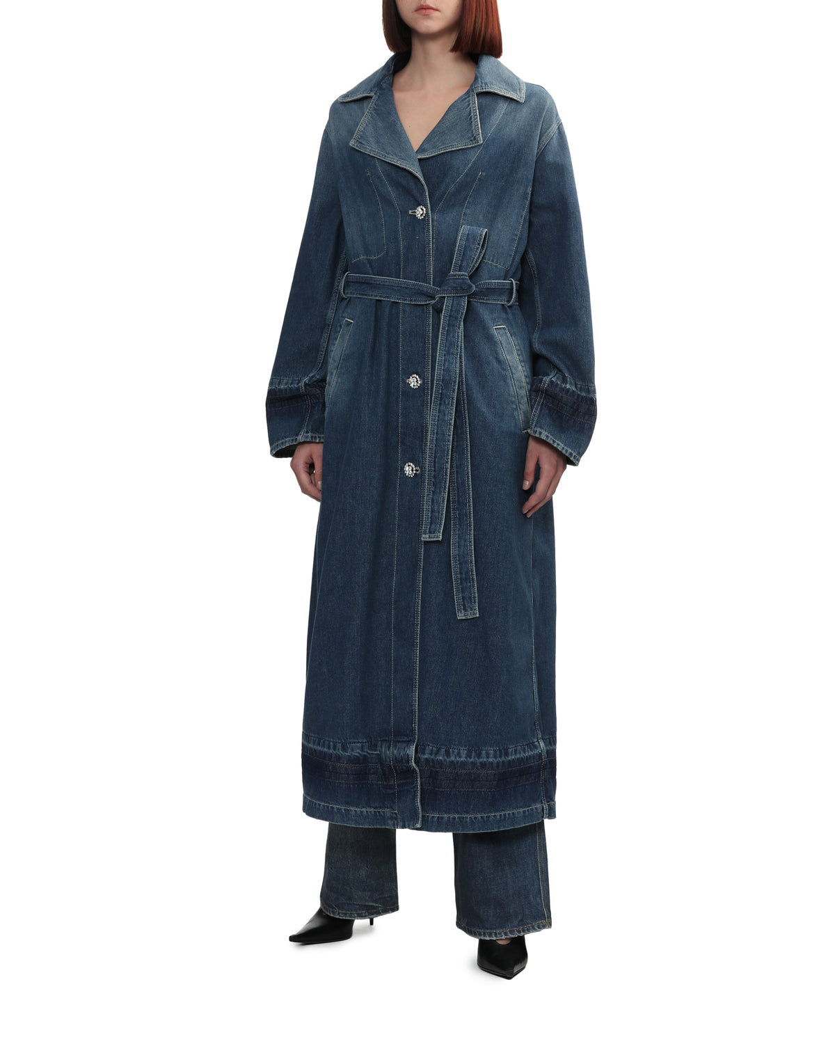 Denim trench coat