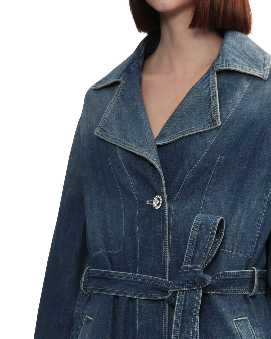 Denim trench coat