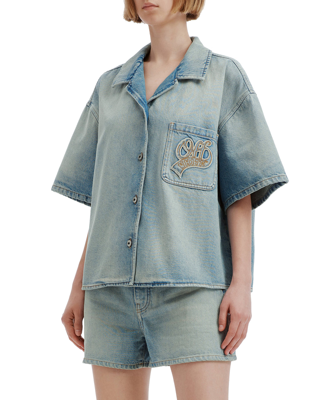 Denim short sleeve shirt