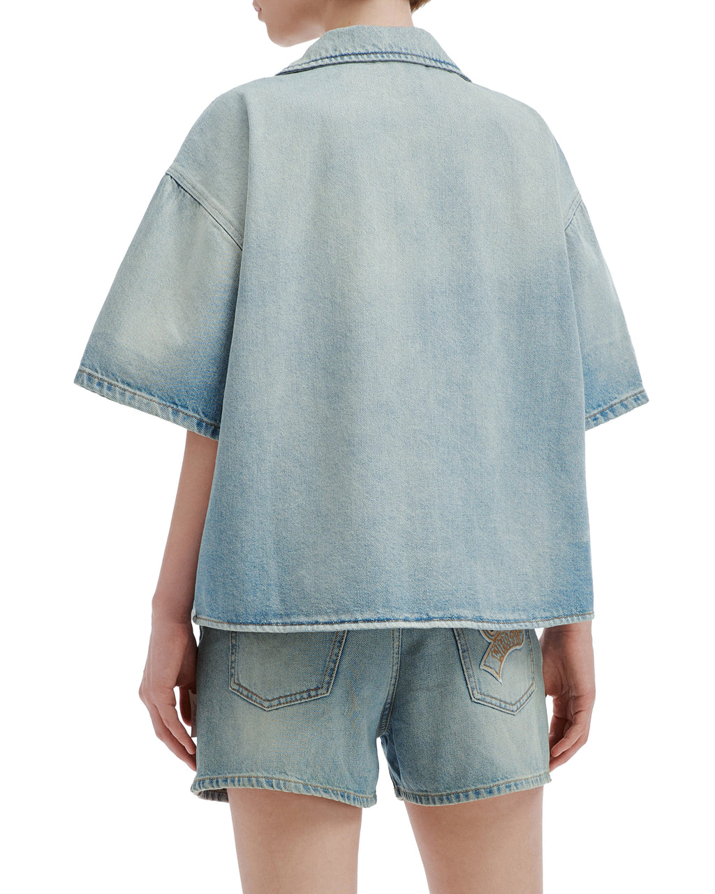 Denim short sleeve shirt