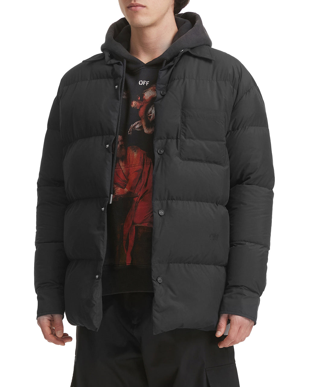 Down nylon shirt jacket