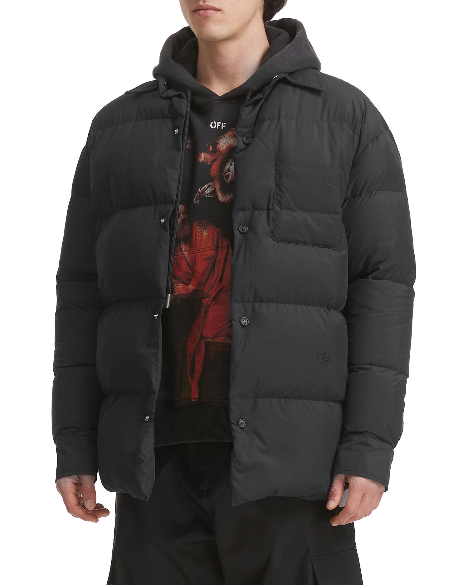 Down nylon shirt jacket