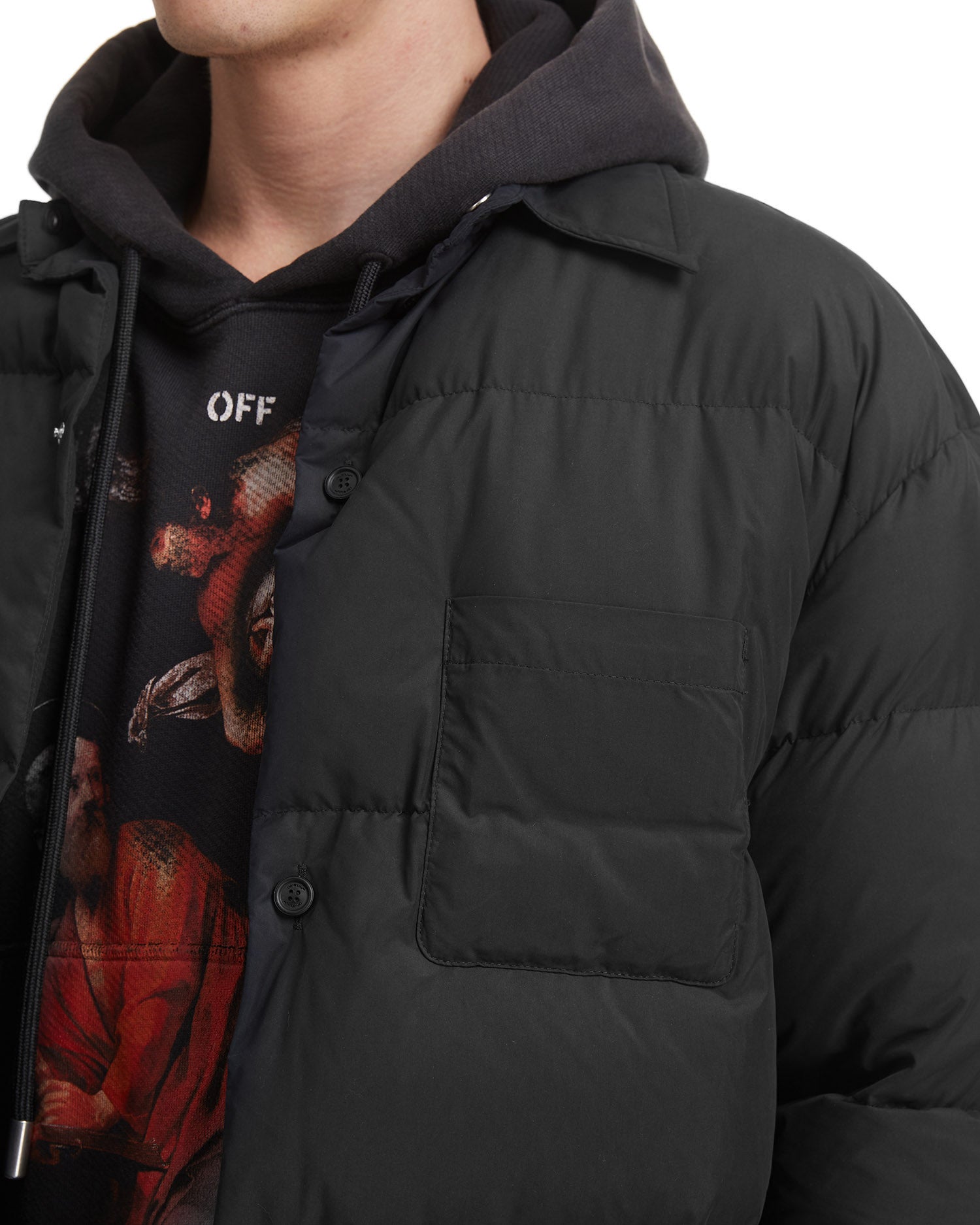Down nylon shirt jacket