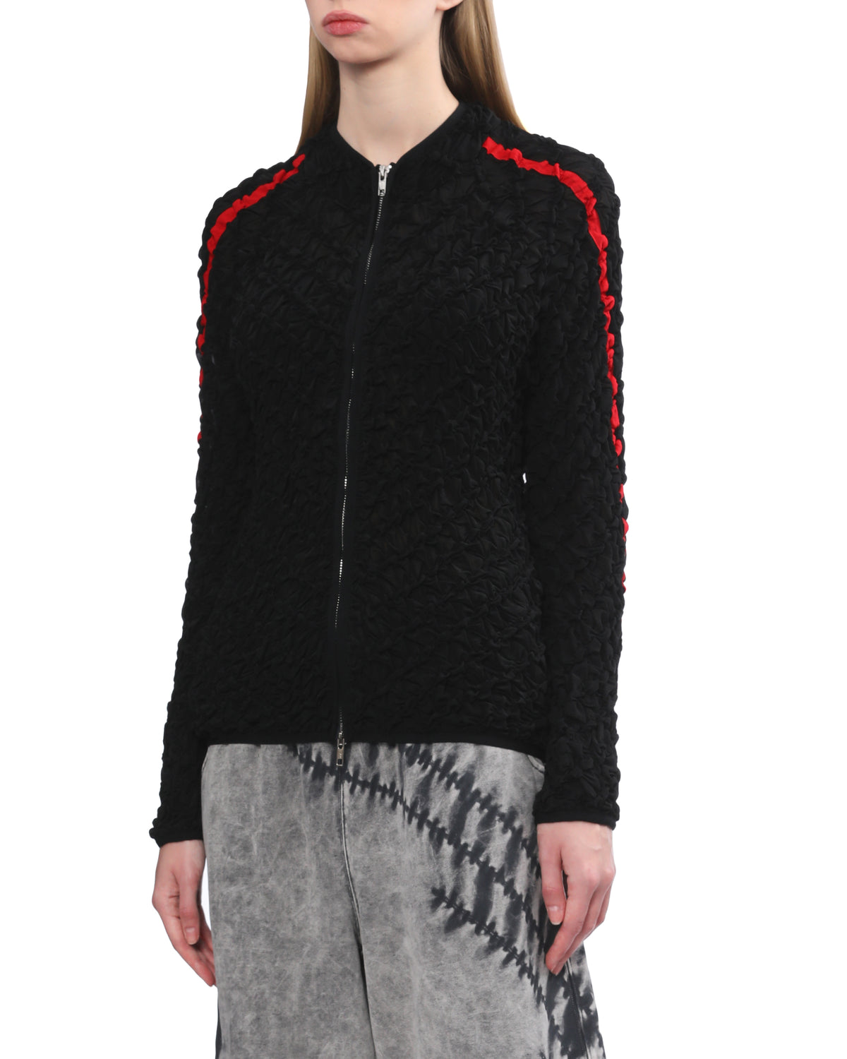Crinkled zip-up track jacket