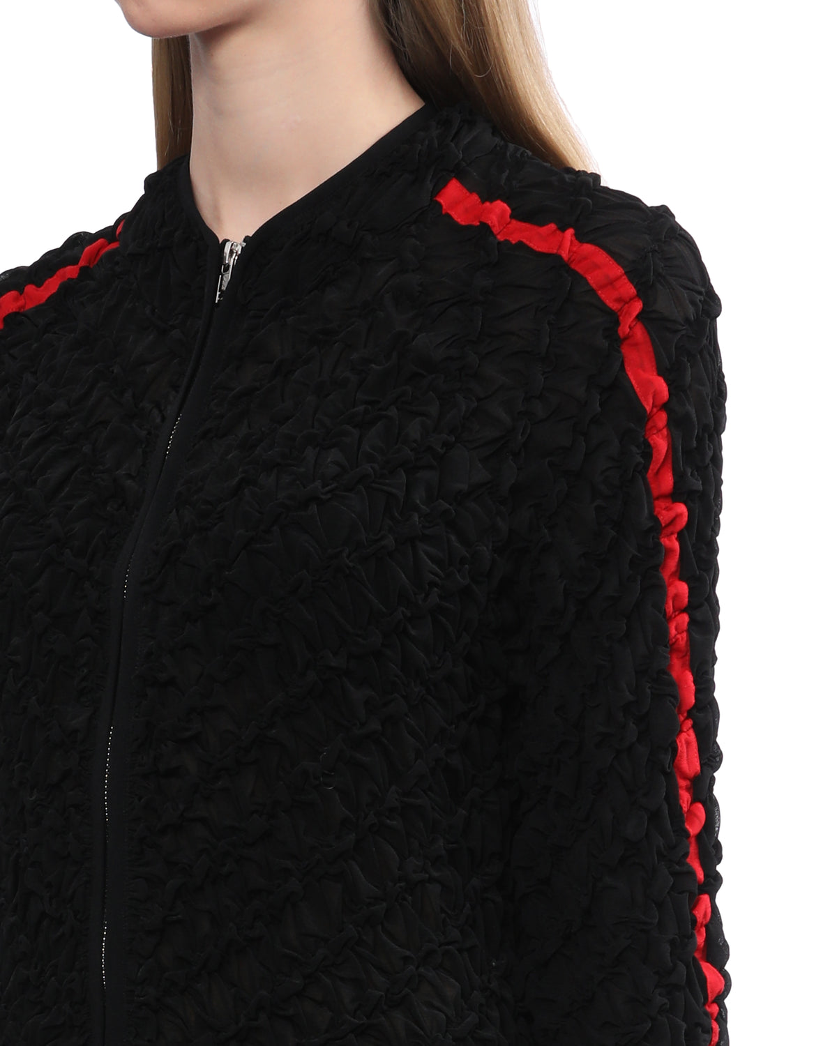 Crinkled zip-up track jacket