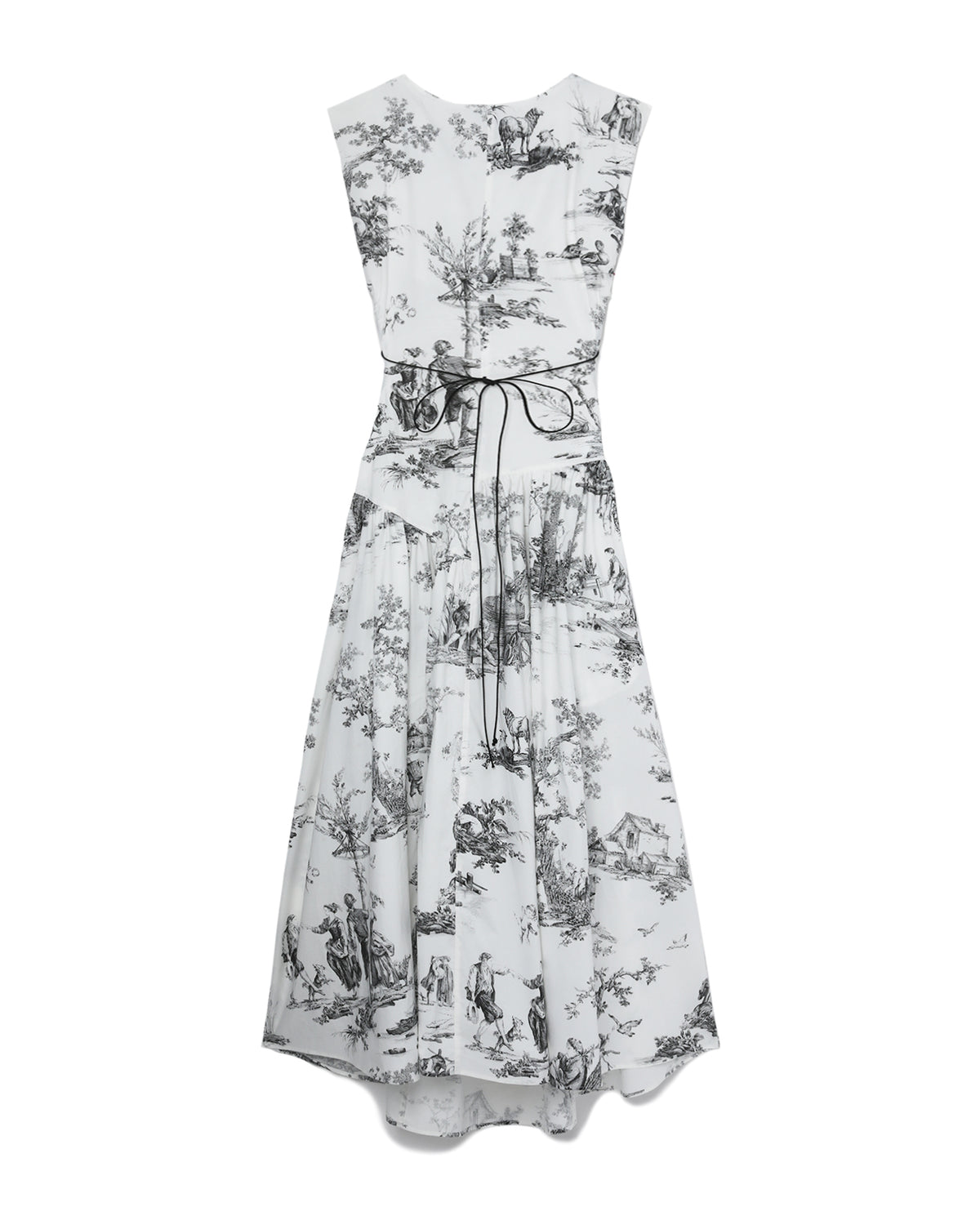 Toile de Jouy poplin dress with cut-out