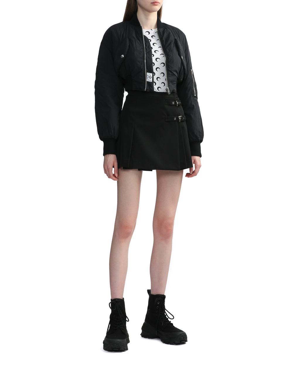 Nylon cropped bomber jacket