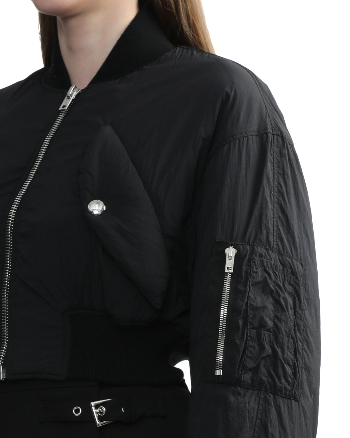 Nylon cropped bomber jacket