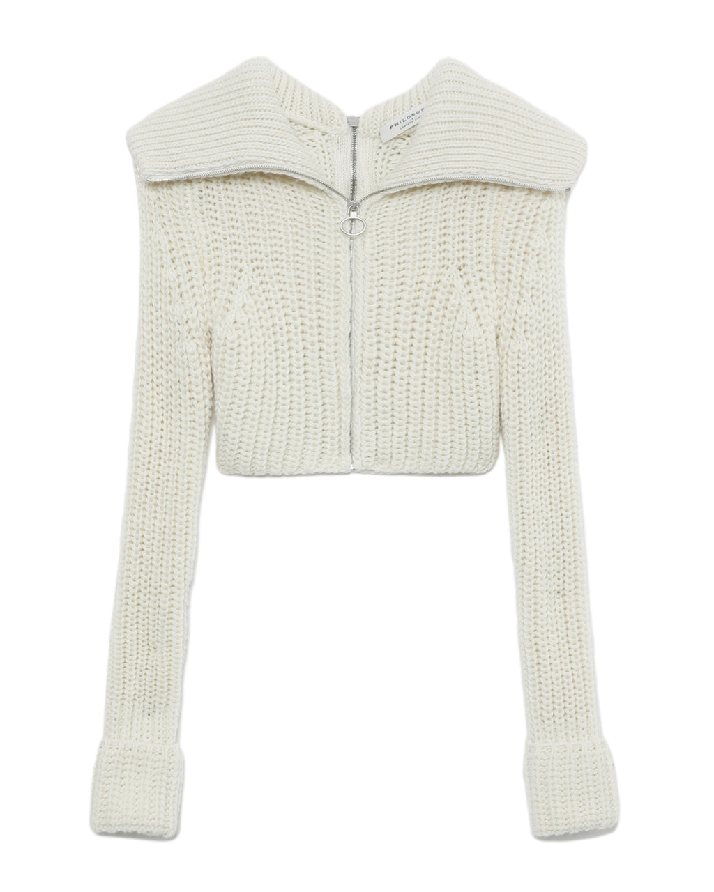 Cropped half-zip wool jumper