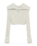 Cropped half-zip wool jumper