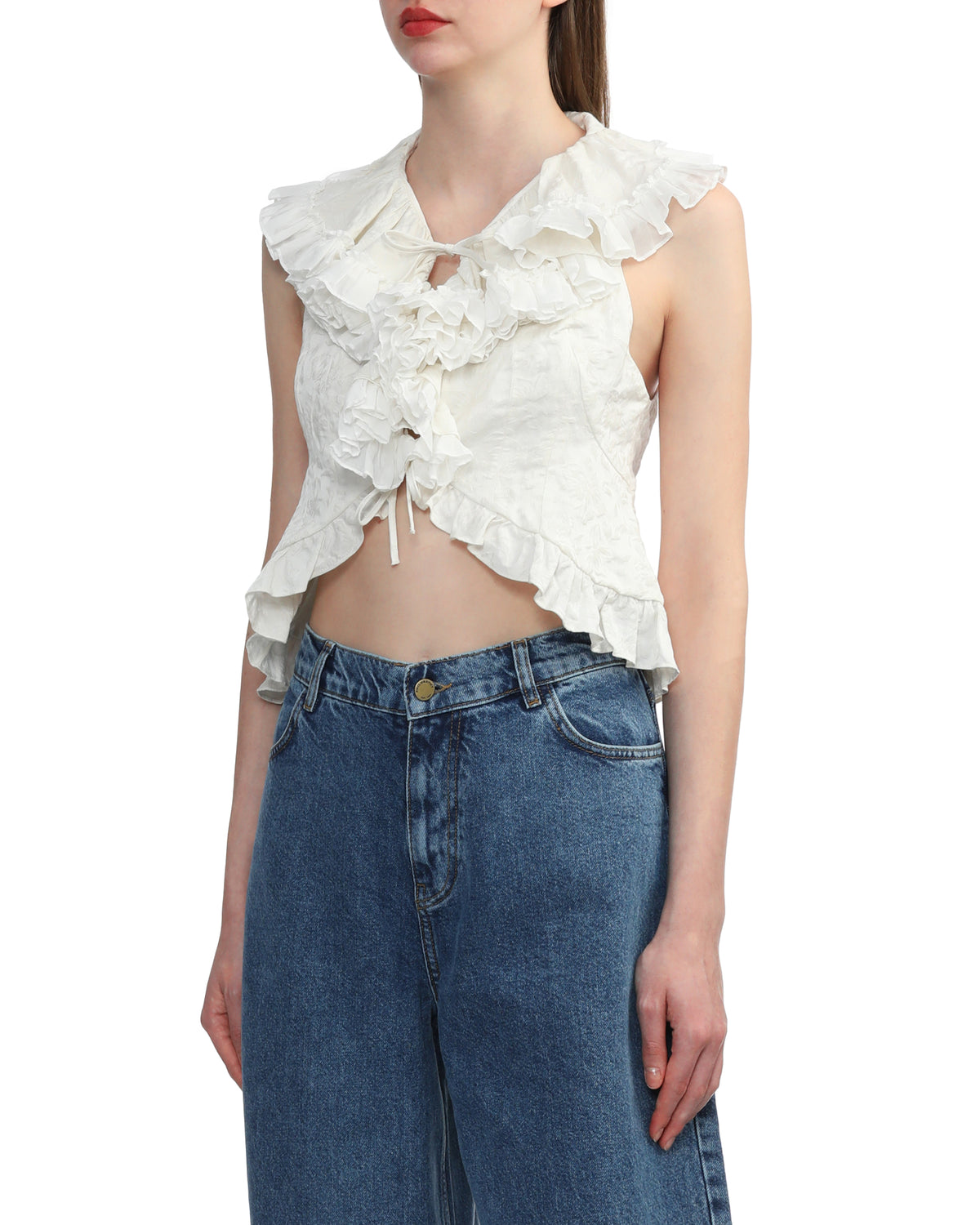 Jacquard cropped gilet