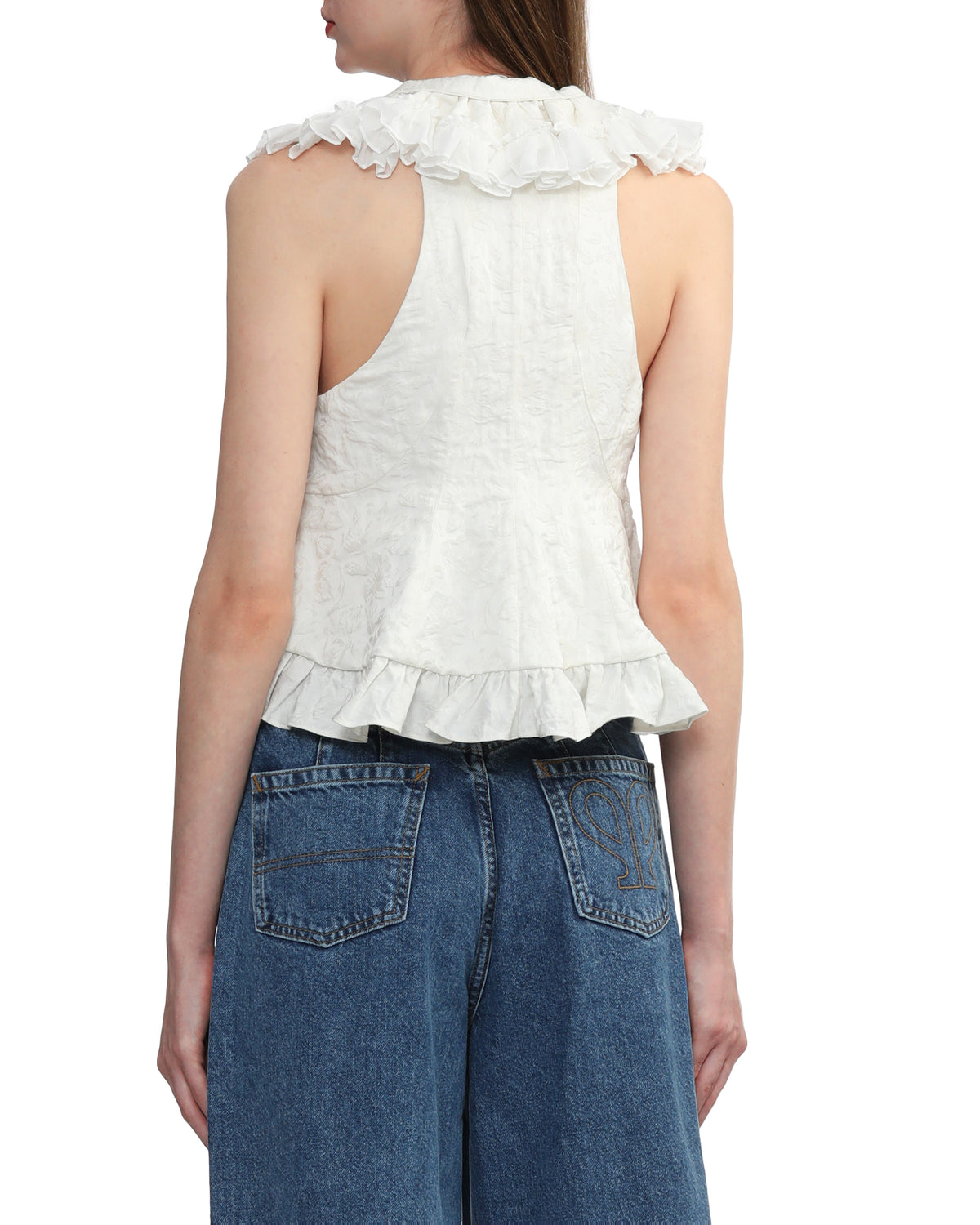 Jacquard cropped gilet