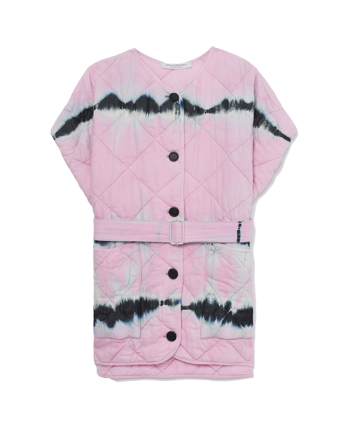 Tie-dye denim maxi vest