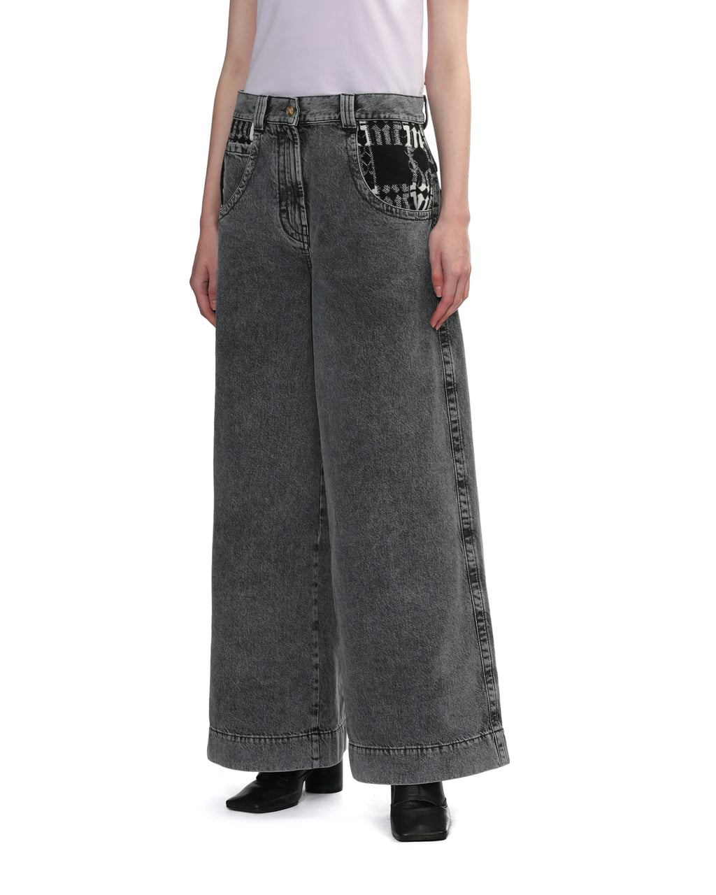 Monogram wide-leg jeans