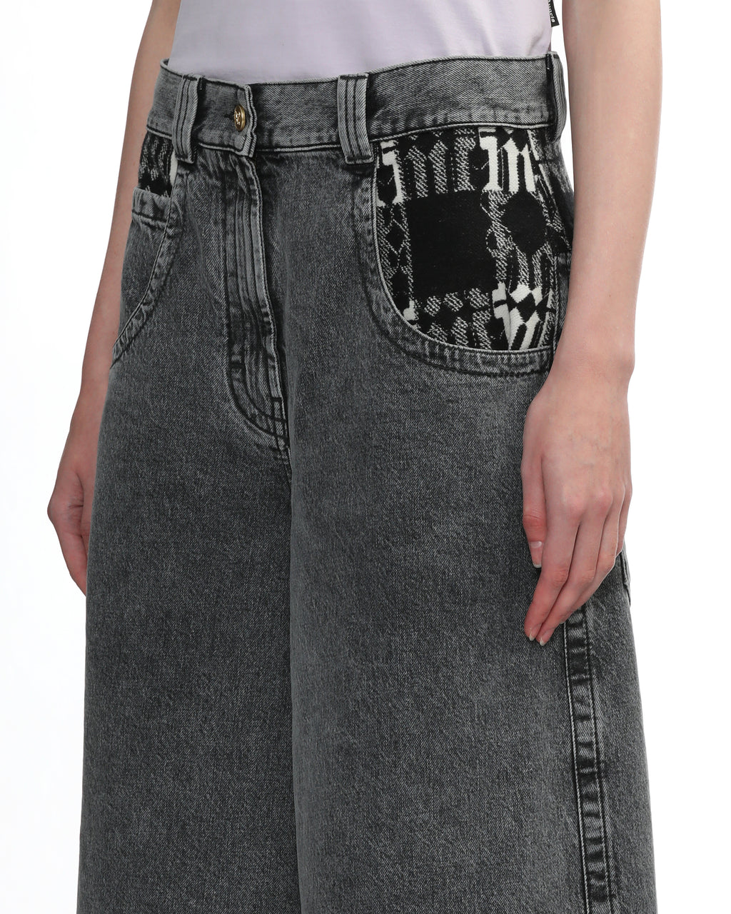 Monogram wide-leg jeans