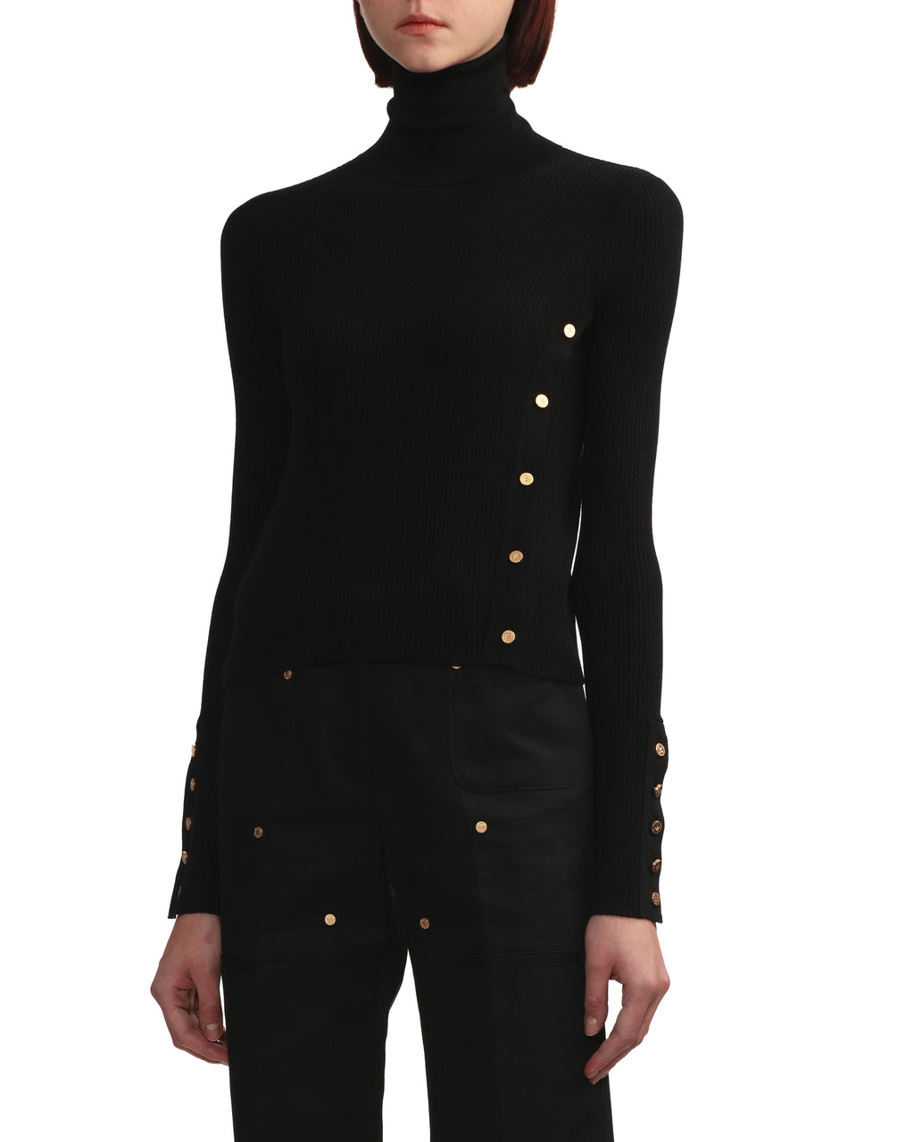 Turtleneck side open sweater