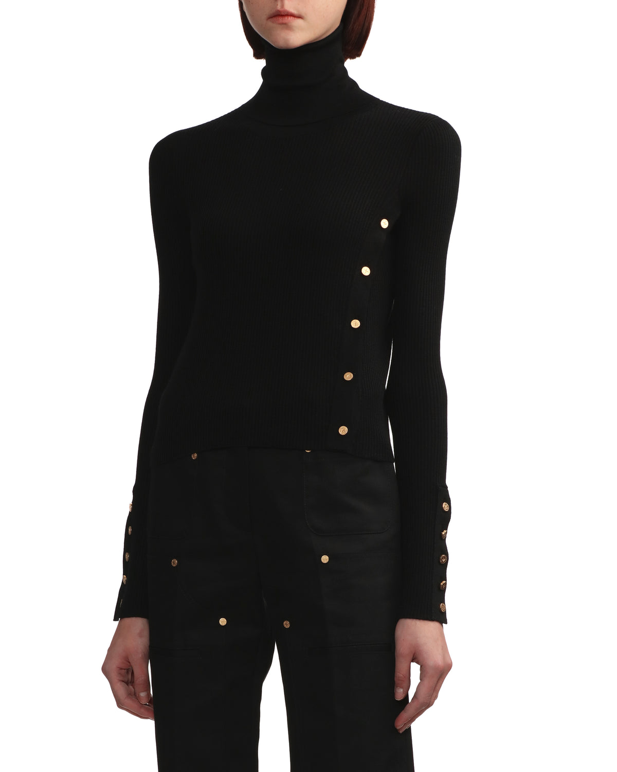 Turtleneck side open sweater