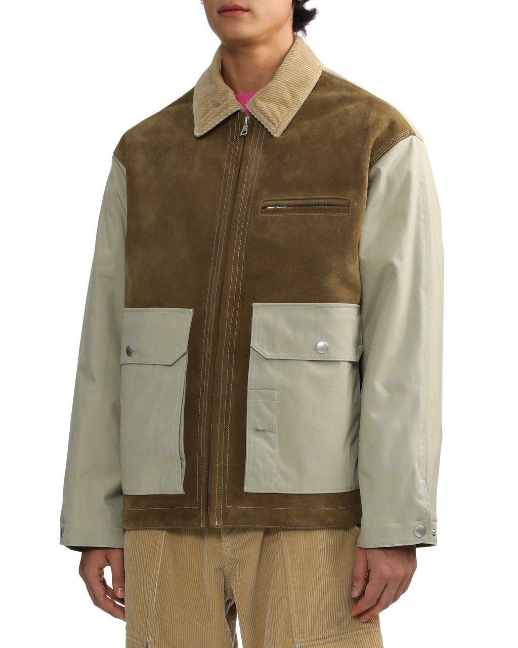 Monogram mix leather jacket