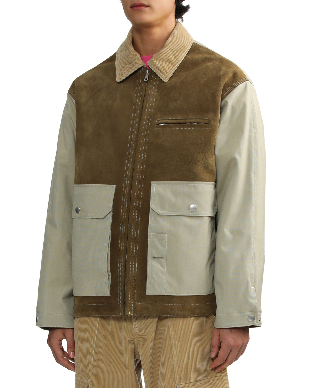 Monogram mix leather jacket