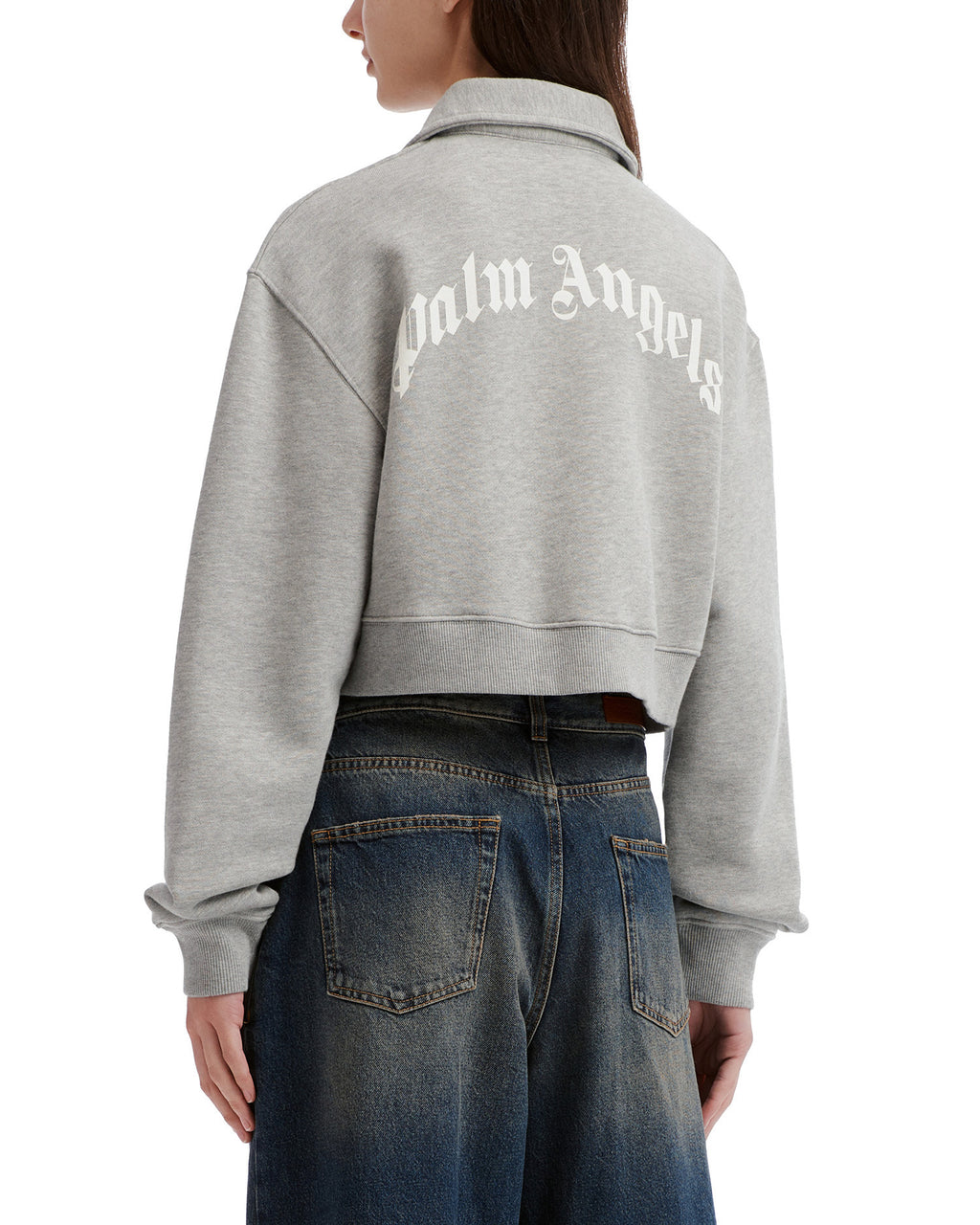 Cropped half zip sweatshirt