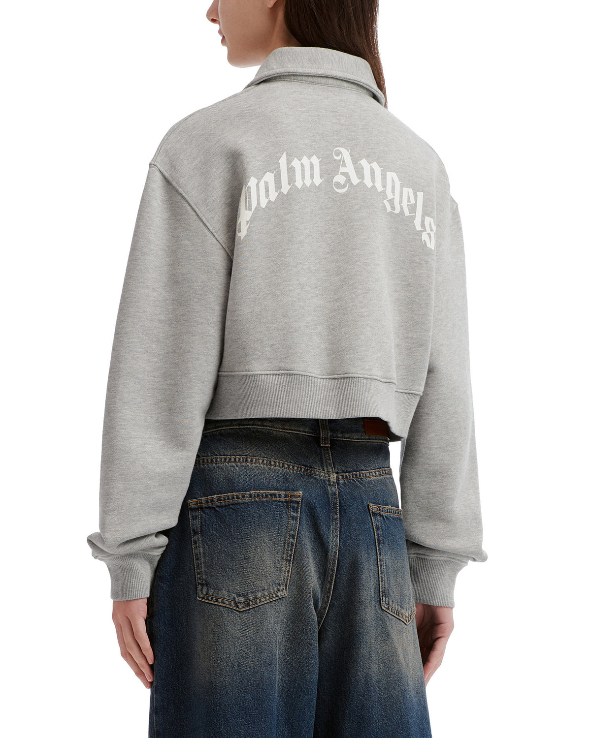Cropped half zip sweatshirt