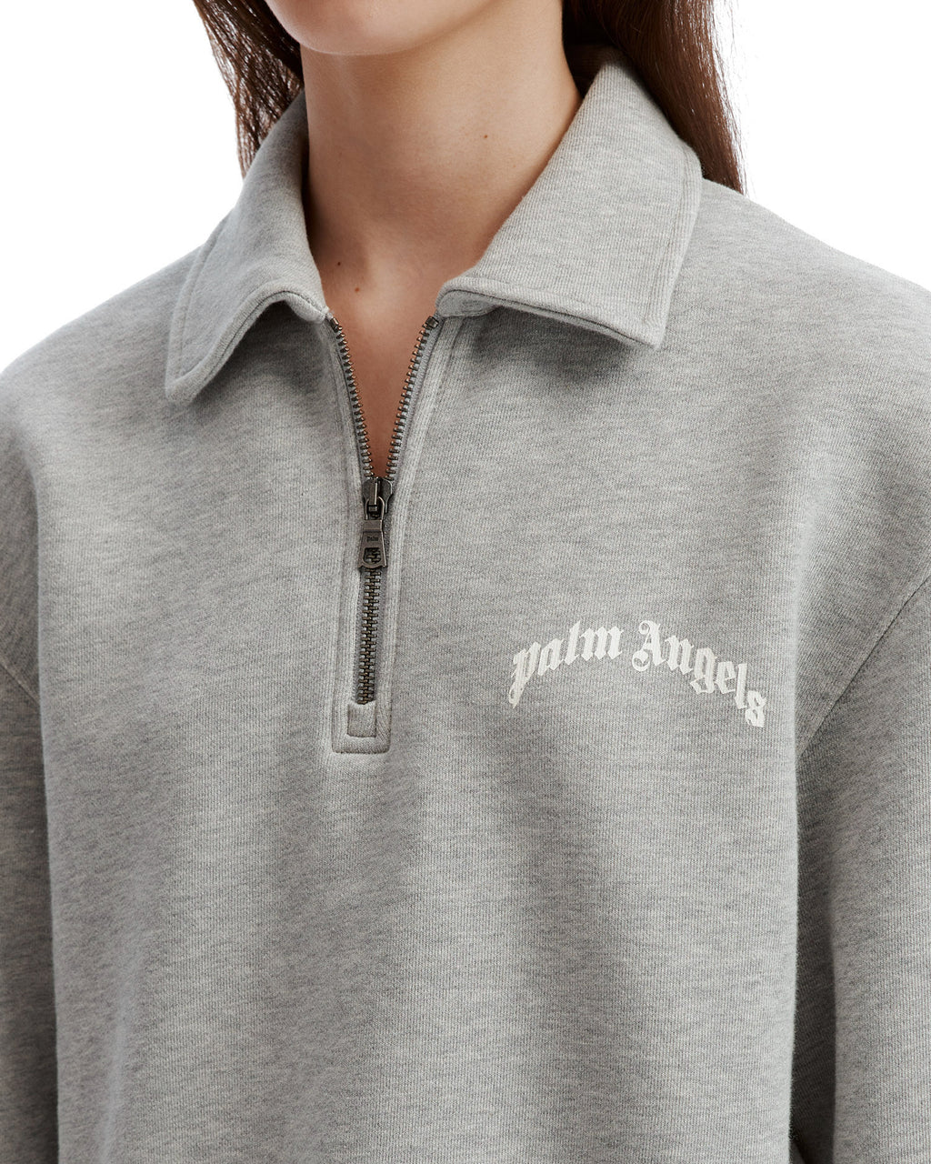 Cropped half zip sweatshirt