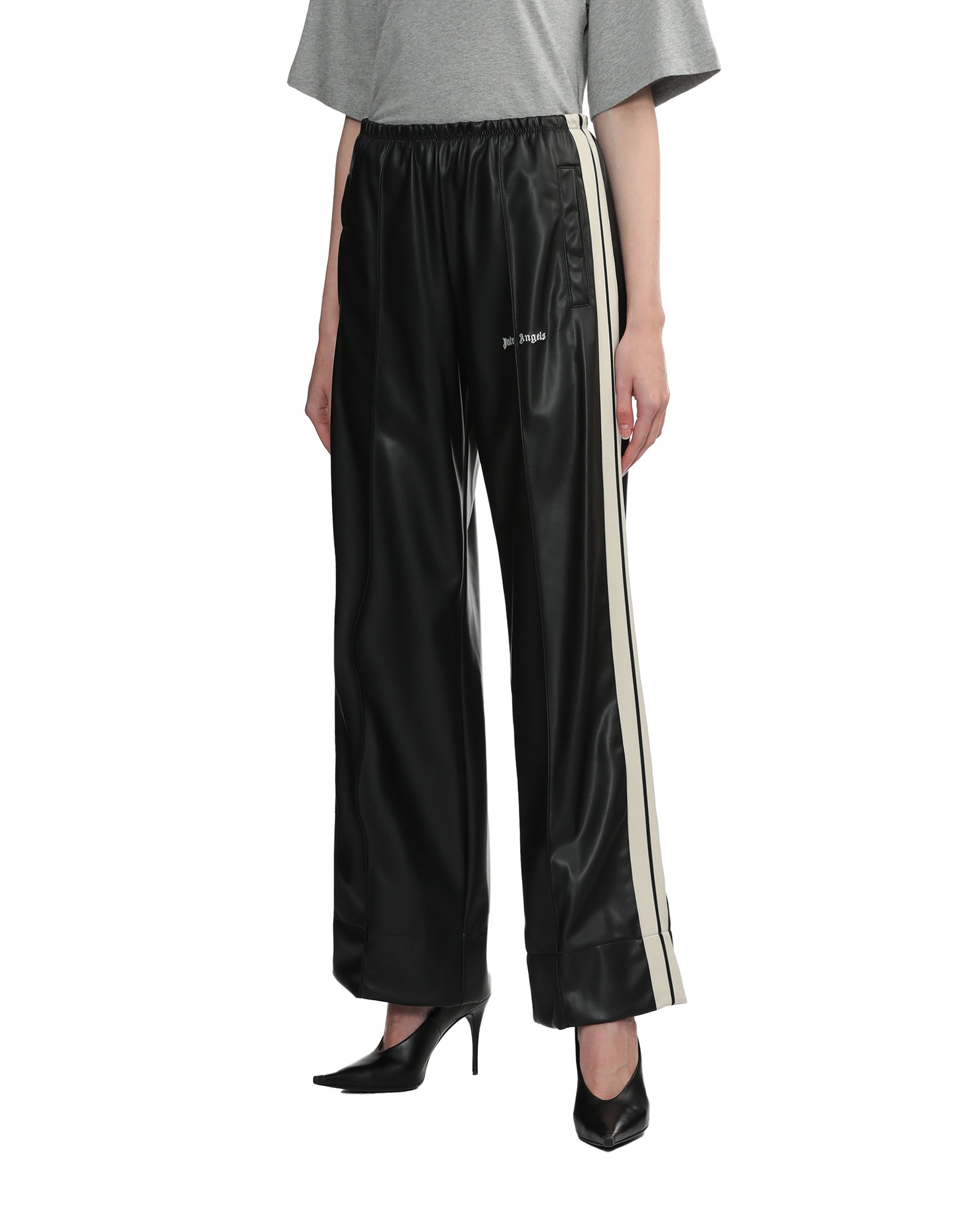 Leather effect track pants