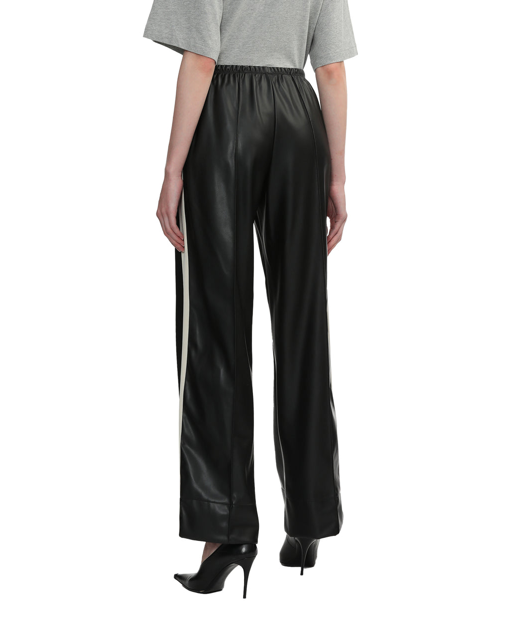 Leather effect track pants