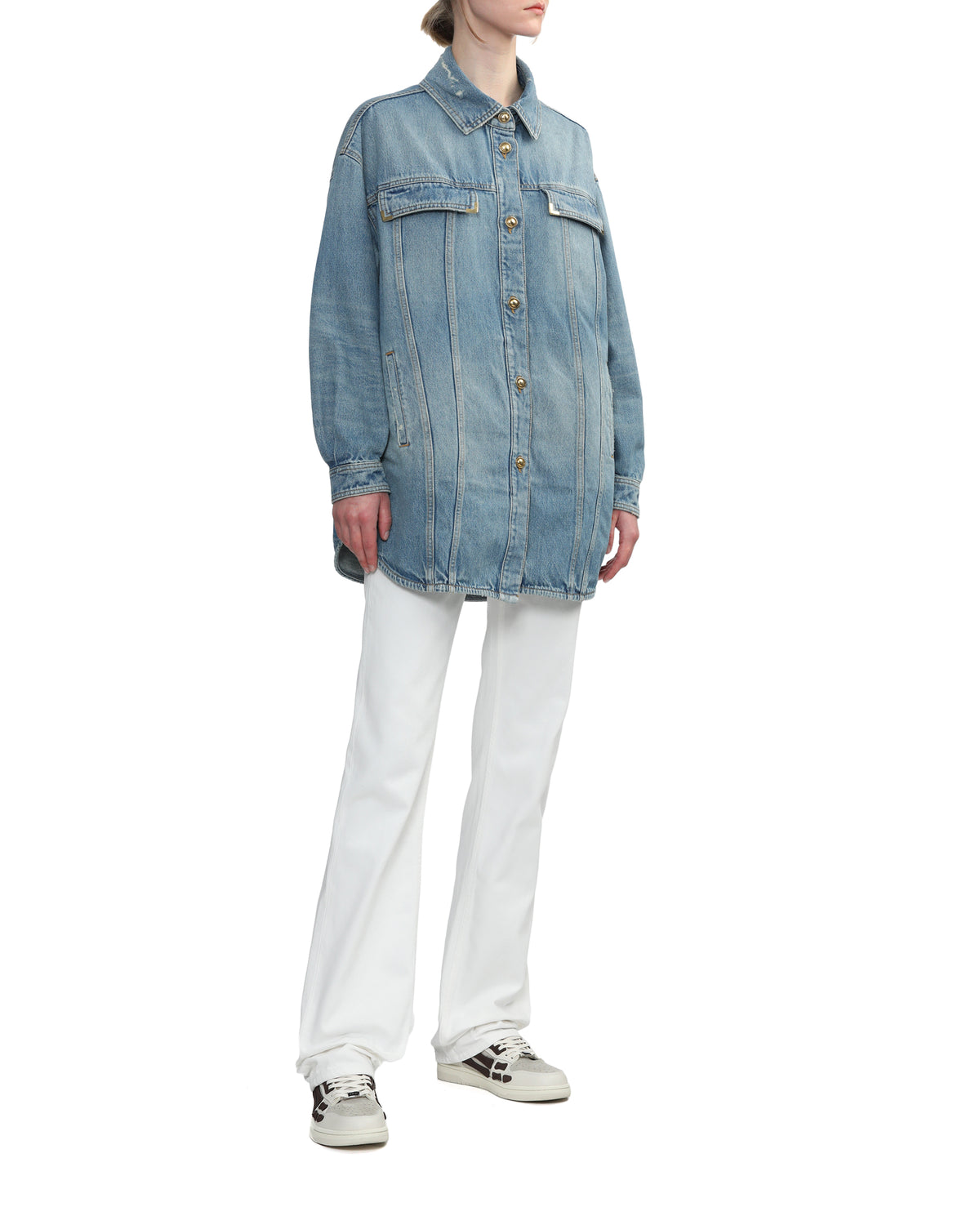 Printed denim overshirt