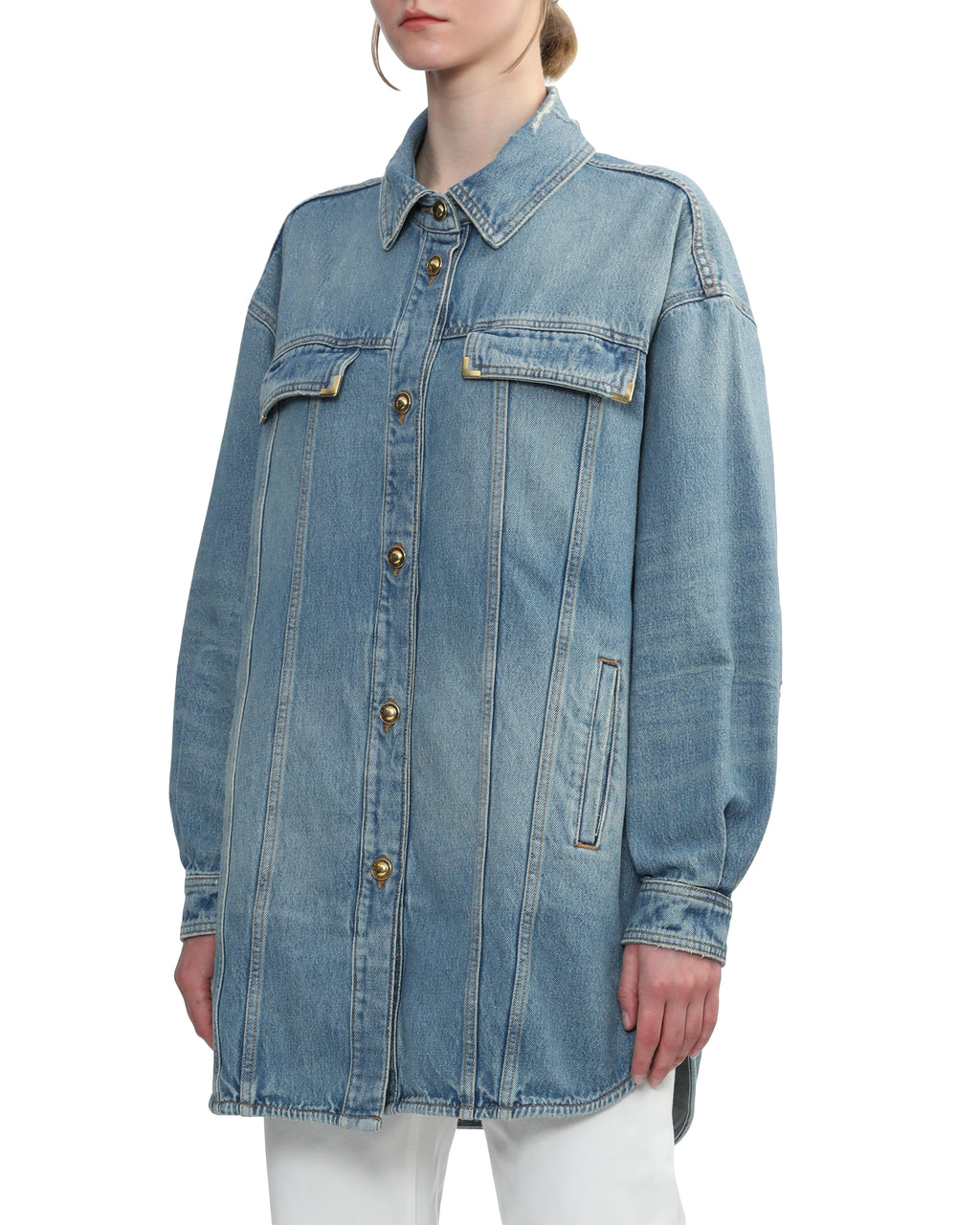 Printed denim overshirt