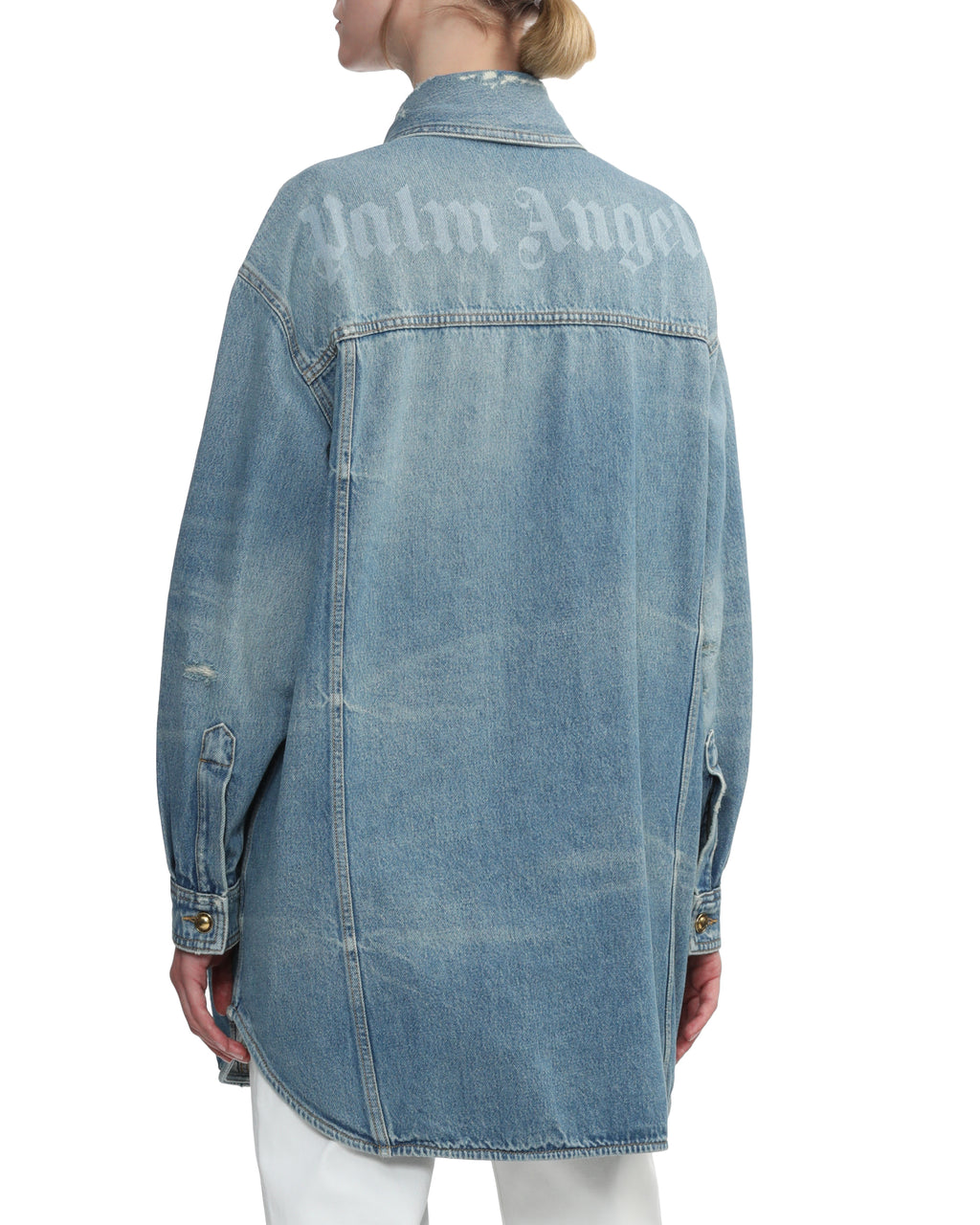 Printed denim overshirt