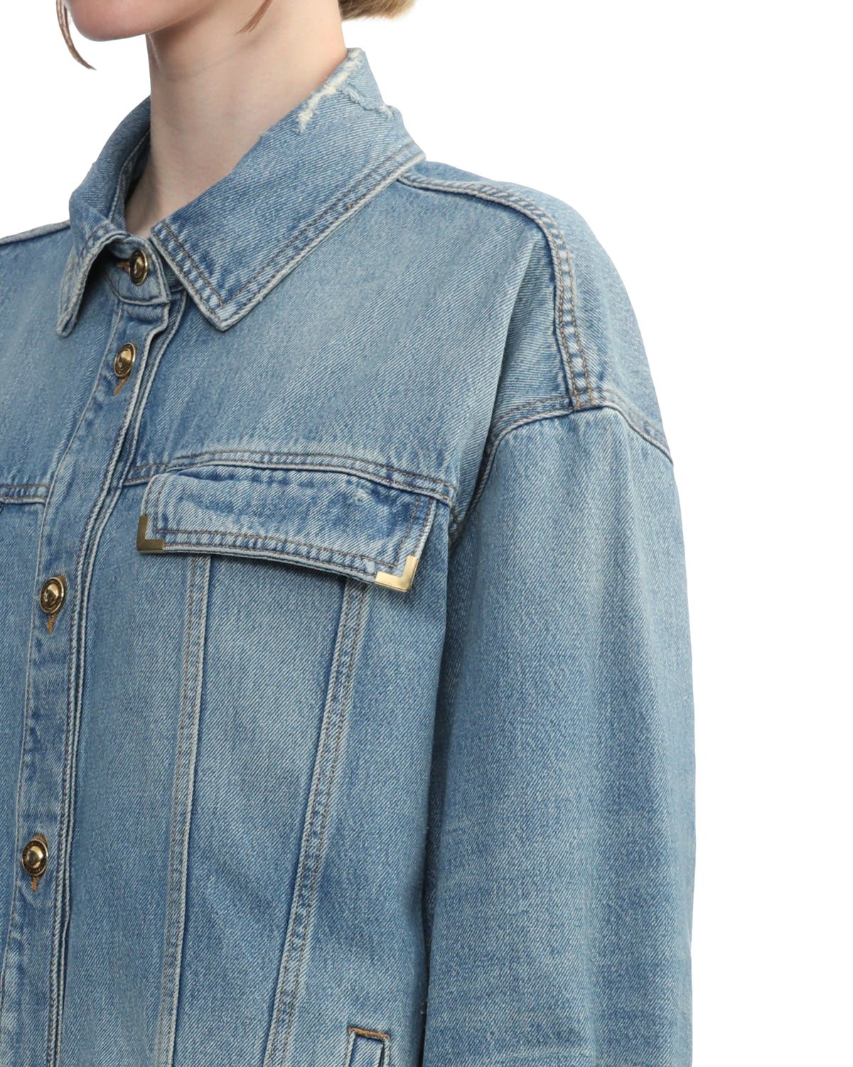 Printed denim overshirt