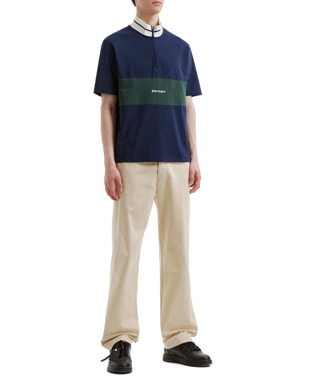 Half-zip striped tee