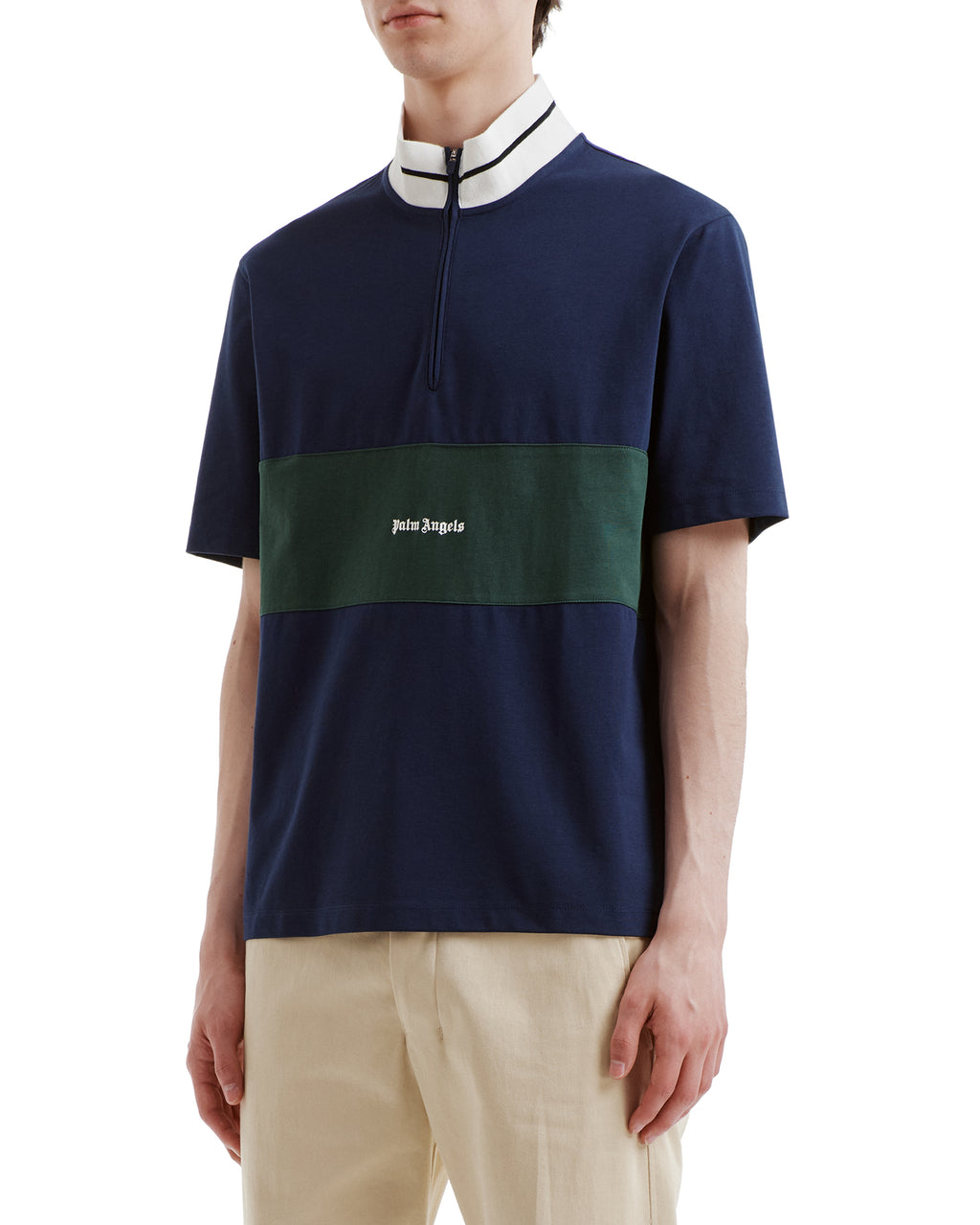 Half-zip striped tee