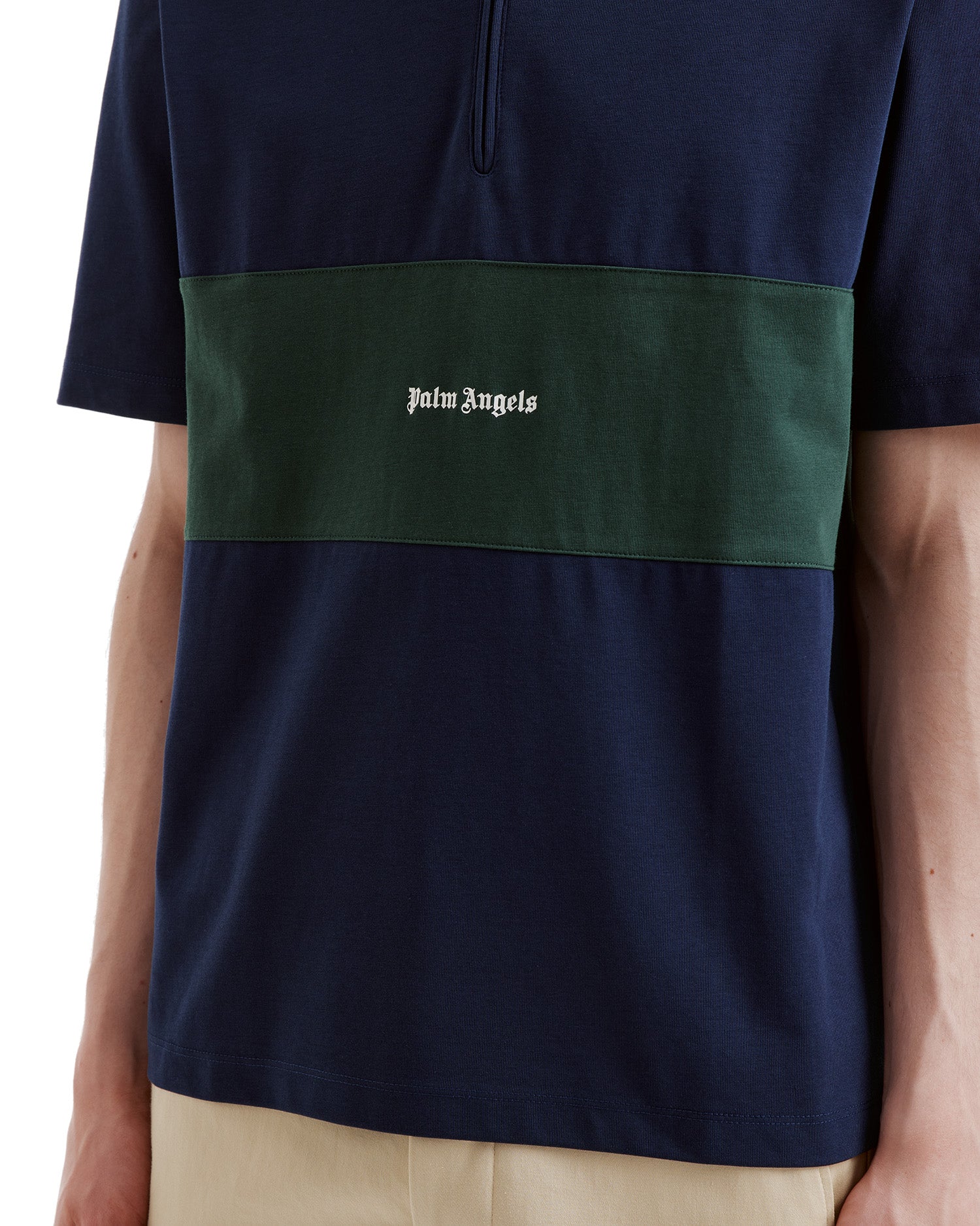 Half-zip striped tee