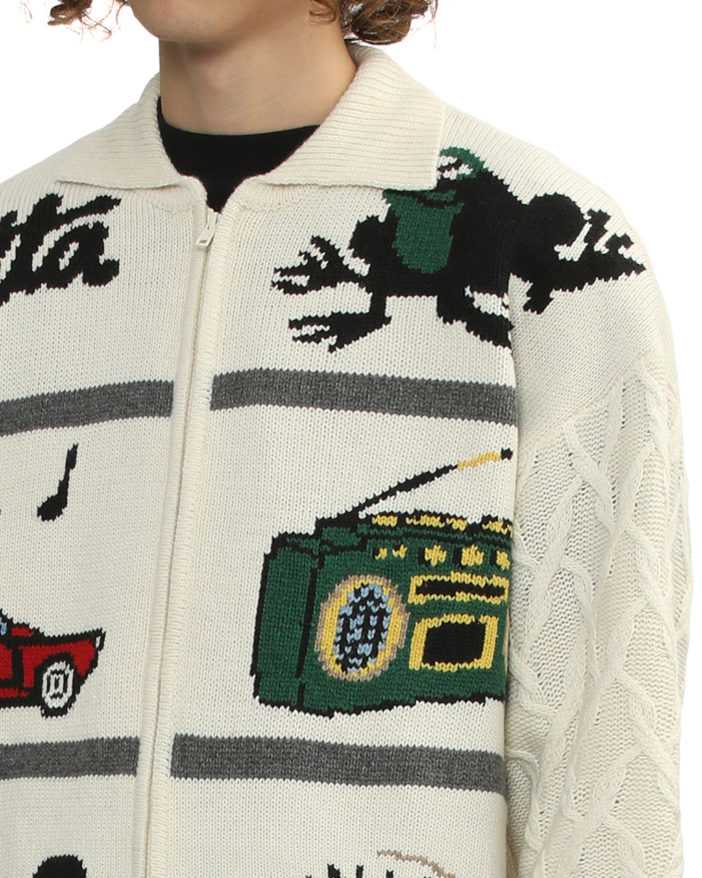 Graphic knit cardigan
