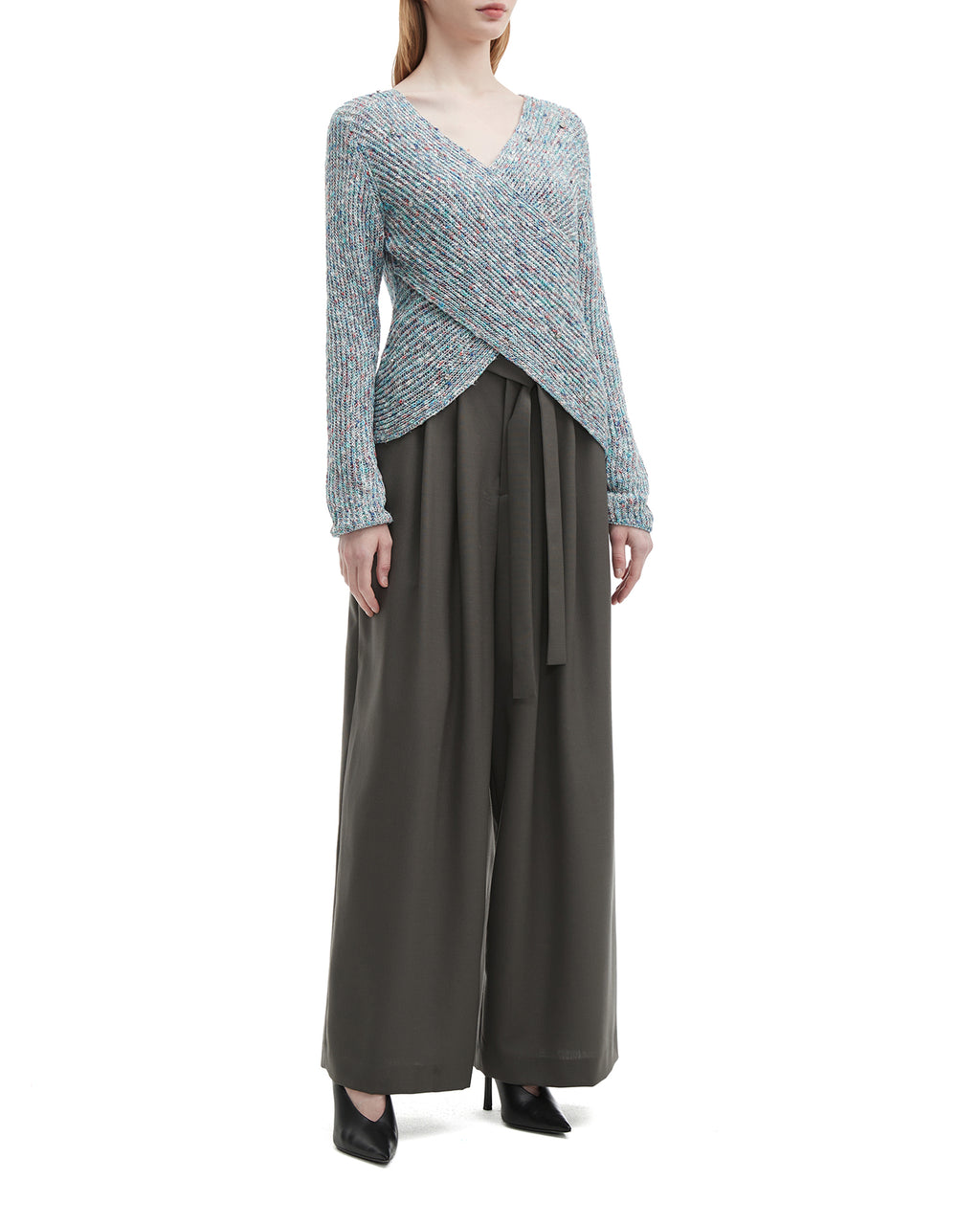 Wrap knit sweater