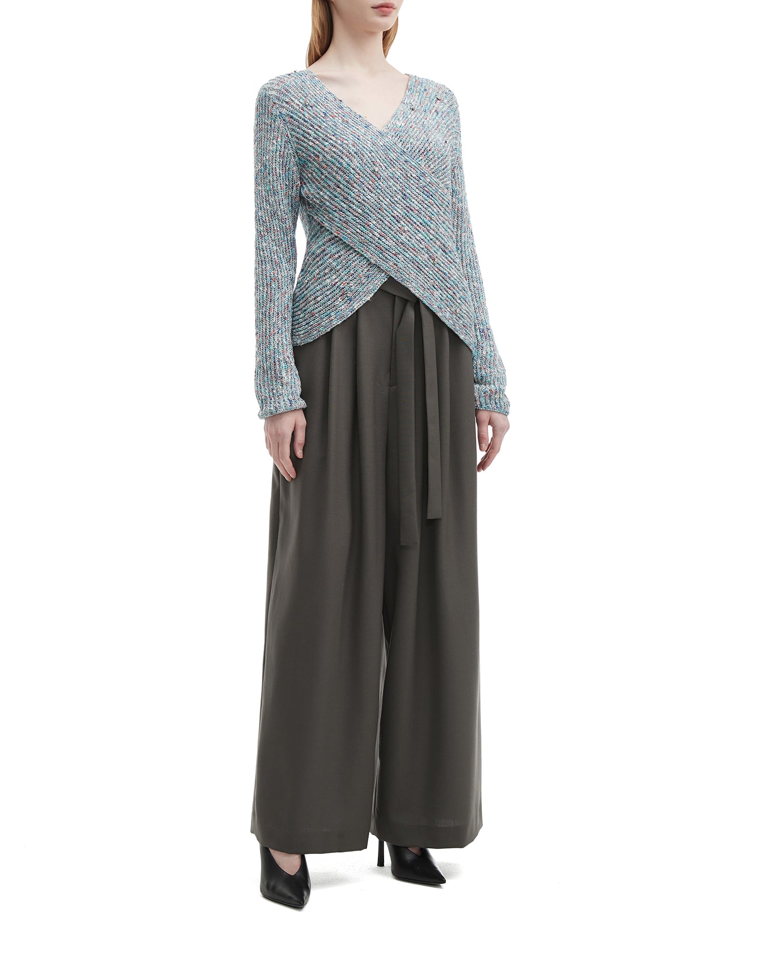 Wrap knit sweater