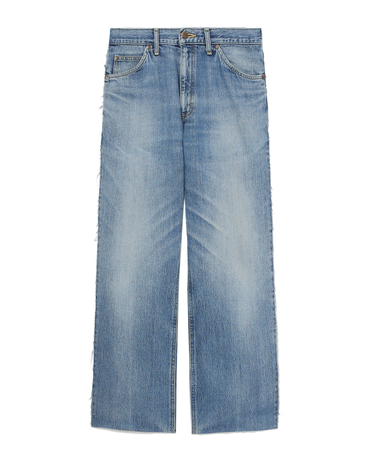 Raw edge washed jeans