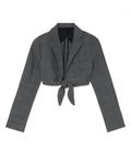 Front tie cropped blazer