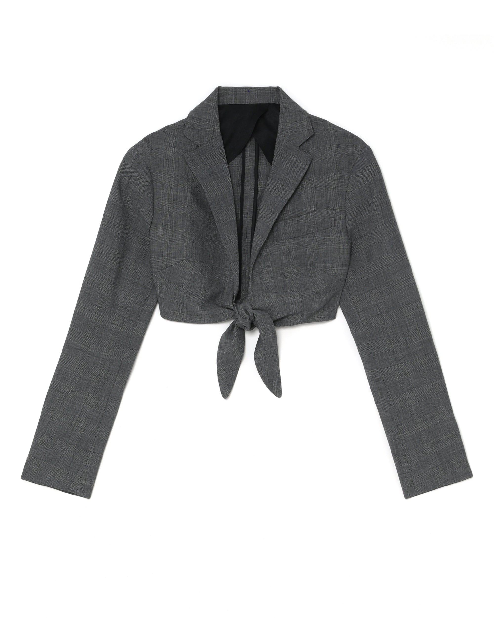 Front tie cropped blazer