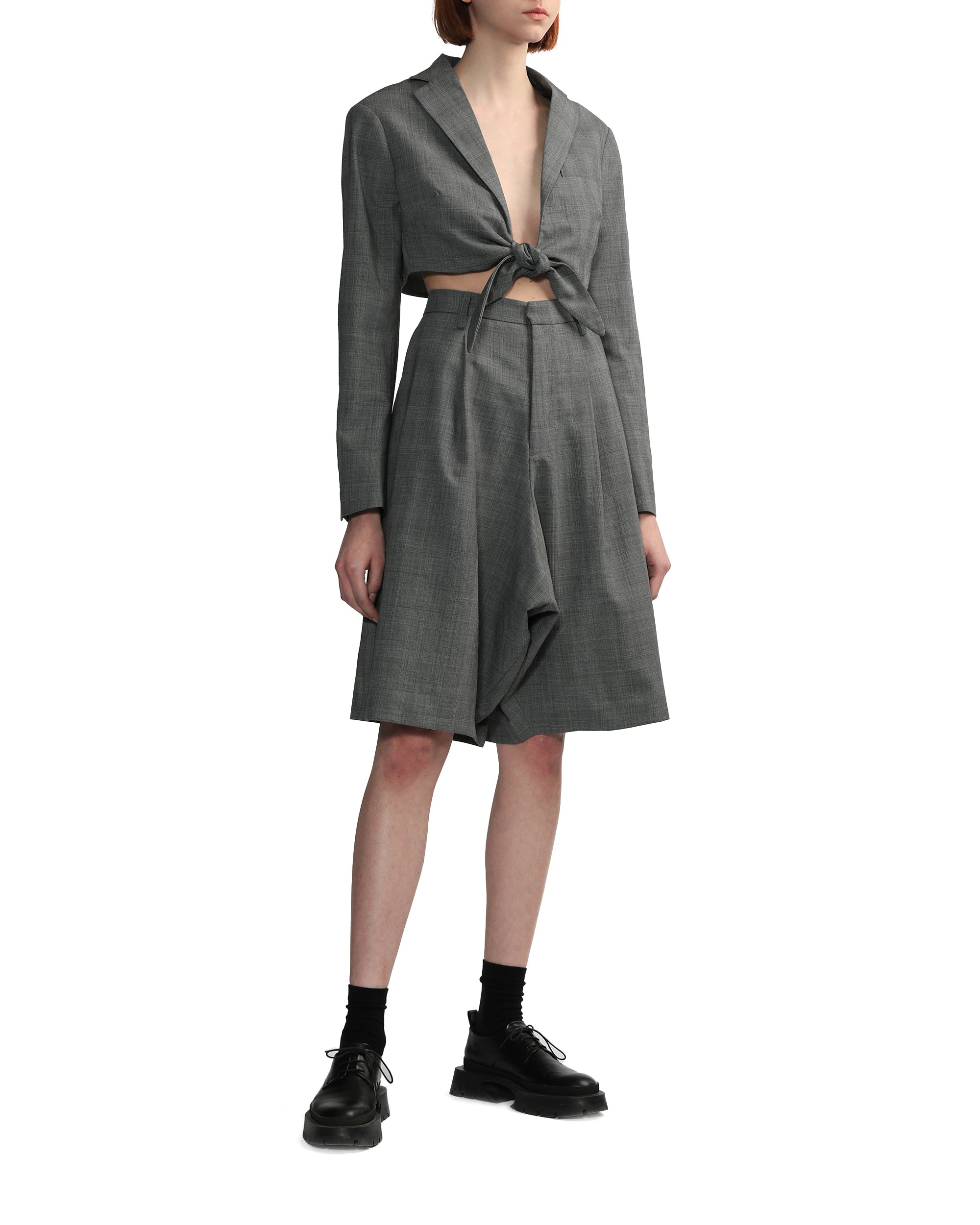 Front tie cropped blazer