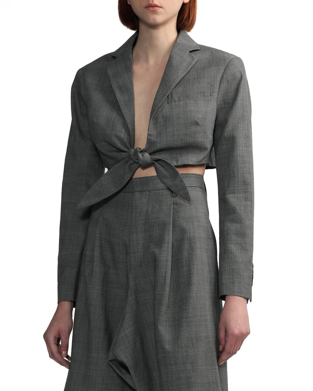 Front tie cropped blazer