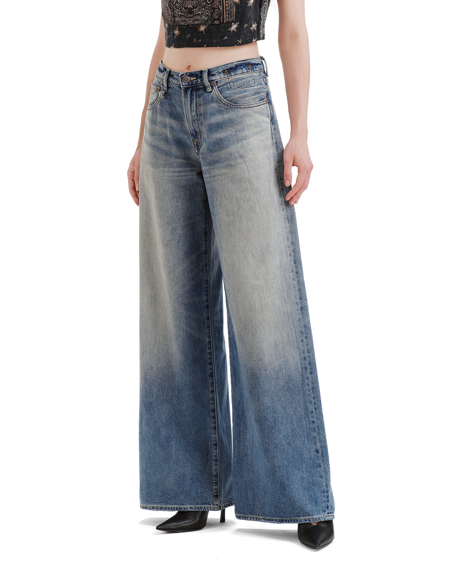 Faded wide leg jeans