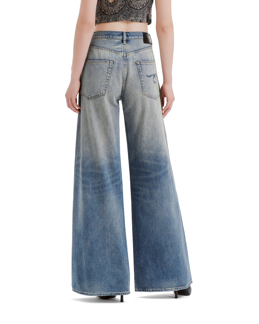 Faded wide leg jeans