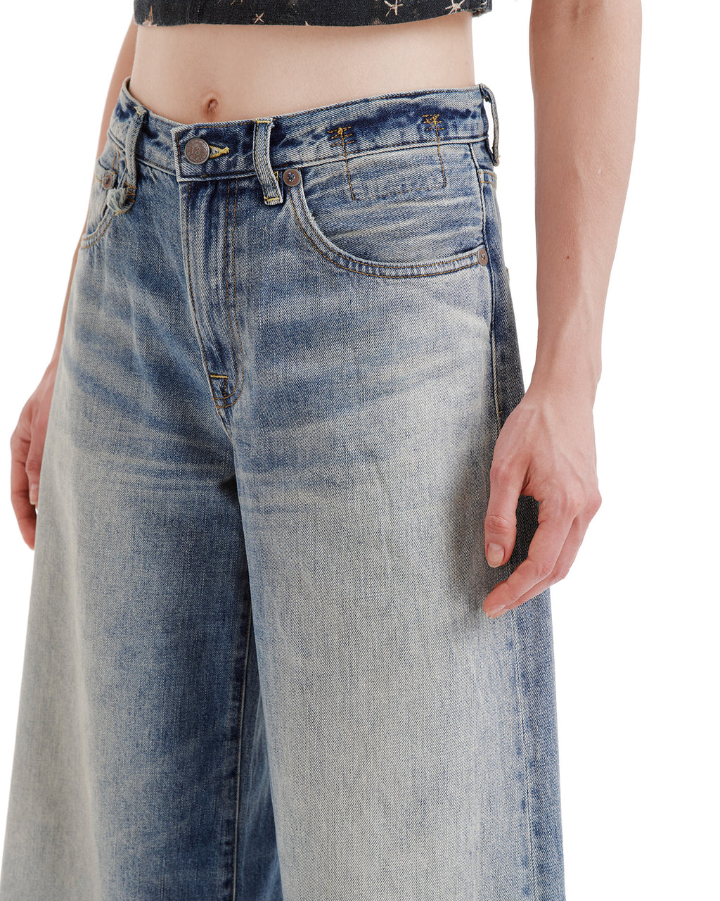 Faded wide leg jeans