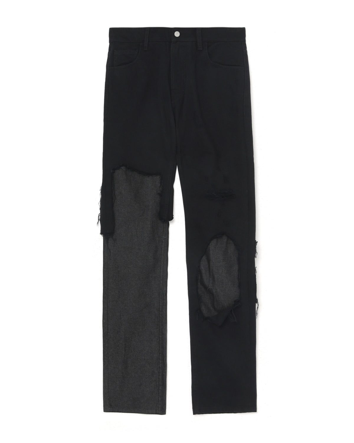Destroyed double denim jeans